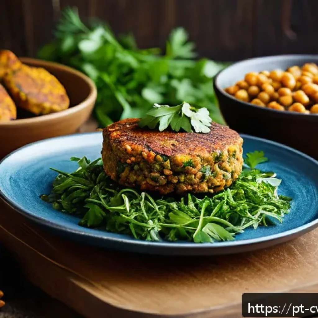 대체 단백질 요리법으로 만드는 다양한 원형 요리 - A vibrant, rustic kitchen scene featuring a wooden table set with homemade legume-based dishes: lent...